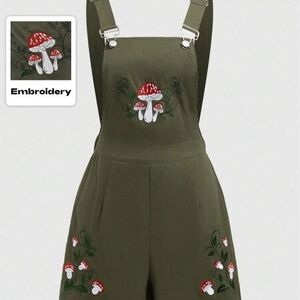 Olive Green Embroidered Jumpsuit